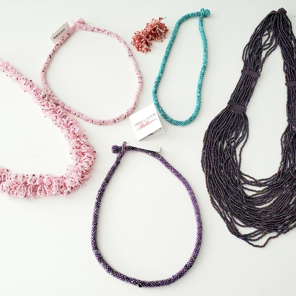 Lot Of Handmade Himalayan Necklaces And Earrings